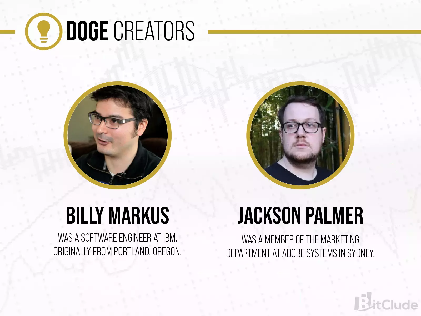 Founders of Dogecoin are Billy Markus and Jackson Palmer.